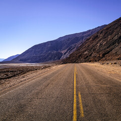tourism, journey, summer, scenic, view, scenery, background, blue, park, outdoor, road, badwater basin, hilly, desert, landscape, death valley national park, california, highway, asphalt, mountain, tr