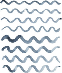 Vector collection of watercolor wave strokes. Brush stroke background.