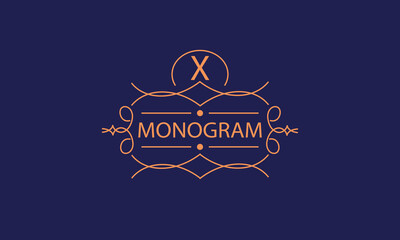 Luxury logo template with elegant ornament and letter X. Business sign, monogram identity for restaurant, boutique, cafe, hotel, heraldic, jewelry, fashion, etc.