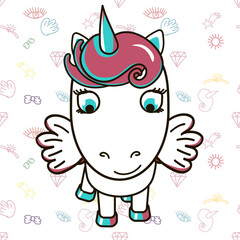 Cute unicorn, pegasus. A character for your company, candy or toys. - 548285087