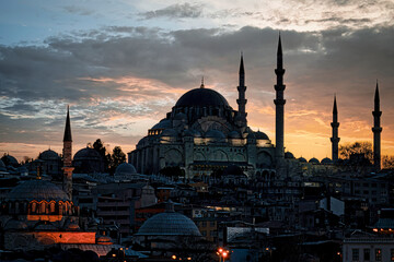 Istanbul Suleymaniye Mosque at Sundown