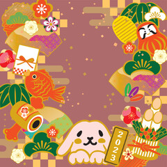 2023年　年賀状　素材背景イラスト
