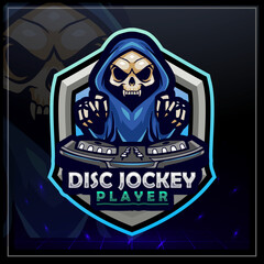 Disc Jockey mascot. e sports logo design
