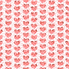 seamless pattern with red hearts, white background, symbol of love, valentine day.