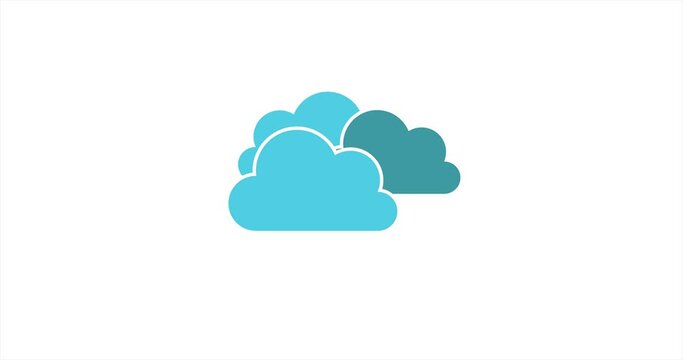 Clouds and wind. Animated vector on white background. Weather report video. Seamless weather icon