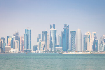 City skyline of Doha, Qatar.