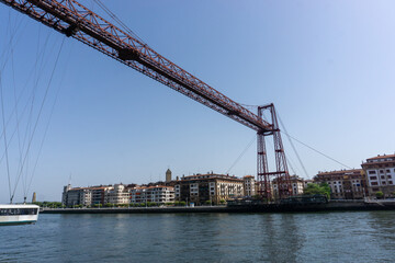 Fototapeta na wymiar View from side of river in Portugalete Spain with