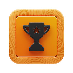 Premium game button winner icon 3d rendering on isolated background