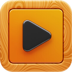 Premium game button play icon 3d rendering on isolated background