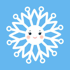 Snowflake. Isolated element on a blue background.