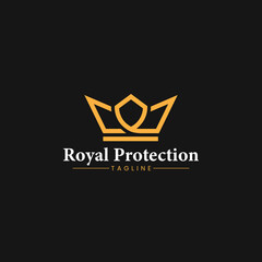 crown plus shield logo icon simple, clean and modern