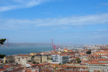 Fototapeta na wymiar View of the city of Lisbon in Portugal and its architecture from the St-Georges Castle