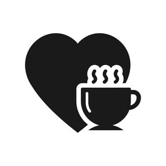 Love coffee icon flat style isolated on white background. Vector illustration