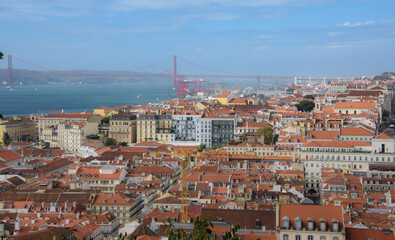 View of the city of Lisbon in Portugal and its architecture from the St-Georges Castle