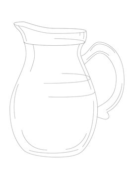 The silhouette of a jug, a black line on a white background. A carafe for water or milk.