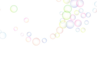 Soap bubbles randomly flew on a white background. Background design. Vector