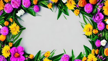 カラフルな花の背景　テクスチャ　素材