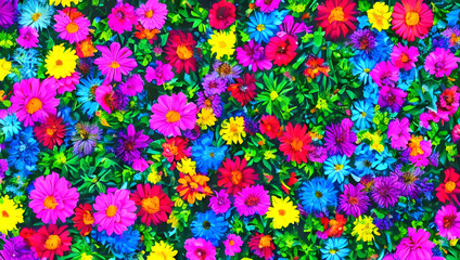 カラフルな花の背景　テクスチャ　素材