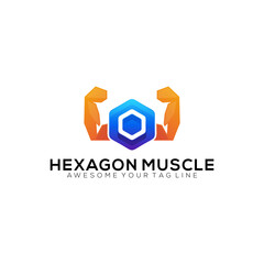 Hexagon muscle logo gradient modern