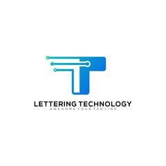 Letter T technology logo gradient modern