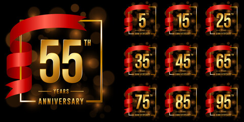 Collection of anniversary template designs. Vector Illustration