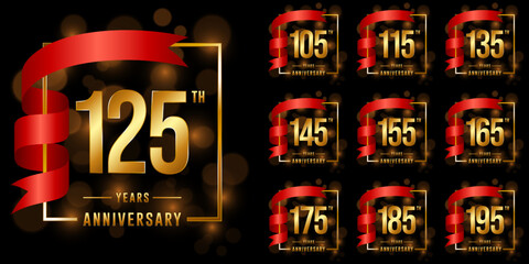 Collection of anniversary template designs. Vector Illustration