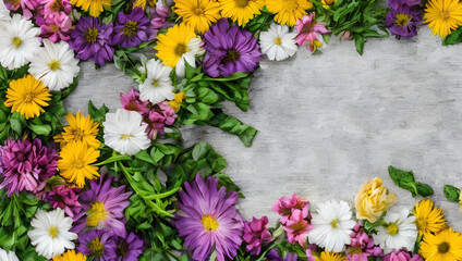 カラフルな花の背景　テクスチャ　素材