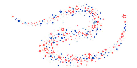 Falling confetti stars. Blue and pink stars on a white background. Festive background. Abstract texture on a white background. Design element. Vector illustration, eps 10.