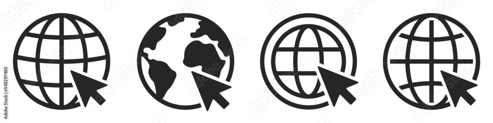 Poster website click icons set. internet icon symbols. www, internet connection, web sign collection - stoc