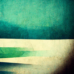 Abstract contemporary modern watercolor art. Minimalist teal and green shades illustration.