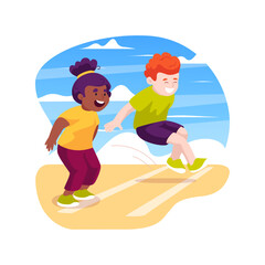 Jumping forward isolated cartoon vector illustration.