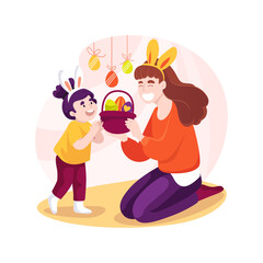 Easter basket isolated cartoon vector illustration.