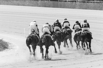 jockey race and galloping horse