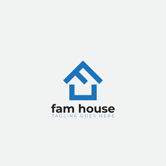 F letter house, real estate logo icon