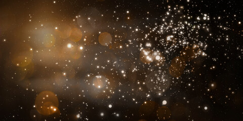 Abstract defocused glitter lights background, gold and black.