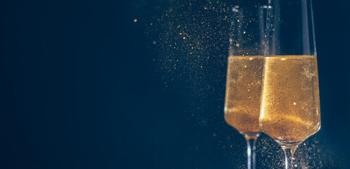 banner Happy New Year. Christmas and New Year holidays background with copy space.