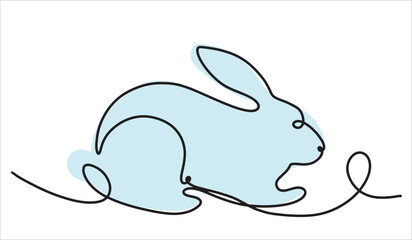 Rabbit symbol of the new year 2023 in a linear style. Cute hare for new year and easter. Chinese New Year card. Vector holiday illustration.