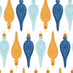 Seamless pattern with Christmas toys. Pattern for Christmas design. Colorful vector winter illustration. New year illustration.