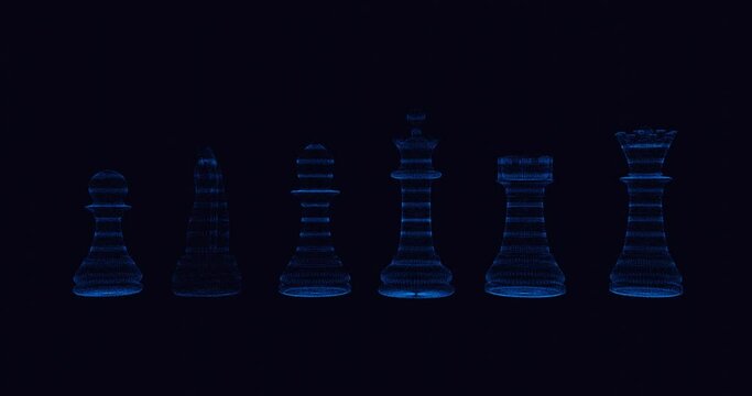 Closeup shot of 3d abstract chess figures with dark background