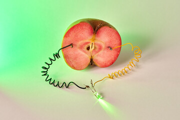 Free energy electricity generator using apple.