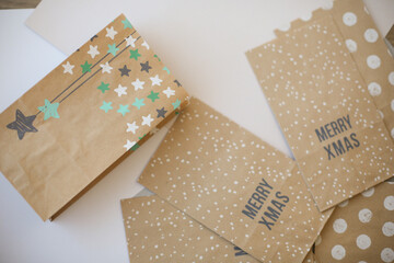 tinkered advent calendar with paper bags