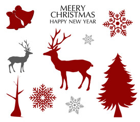 PNG. Christmas icon set isolated on transparent background.for Christmas Winter design.