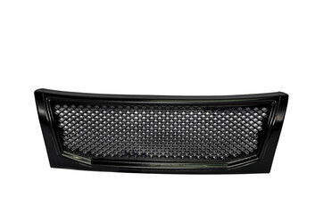 Black car radiator grill with mesh front view isolated on transparent background.