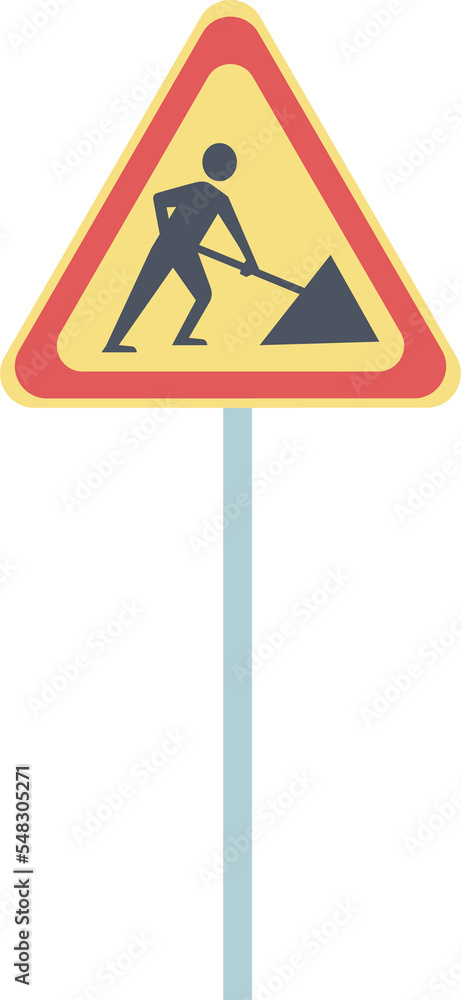 Poster digging sign semi flat color raster object. person with shovel. full sized item on white. triangle-s
