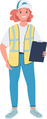 Female supervisor semi flat color raster character. Standing figure. Full body person on white. Gender equality in workplace simple cartoon style illustration for web graphic design and animation
