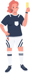 Fototapeta premium Female football referee semi flat color raster character. Posing figure. Full body person on white. Gender equality in workplace simple cartoon style illustration for web graphic design and animation