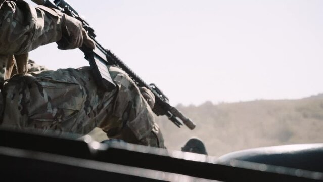 an armed soldier goes on a mission
