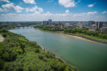 Naklejka premium Downtown Aerial View of the City of Saskatoon