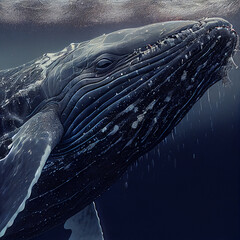 Humpback whale swimming in the ocean