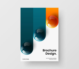 Premium company brochure vector design concept. Modern realistic balls journal cover layout.
